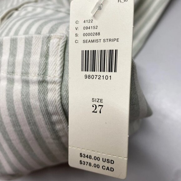FRAME Women’s The Anchor Striped Crop Pants – Sea Mist Stripe – Size 27 - Picture 11 of 11